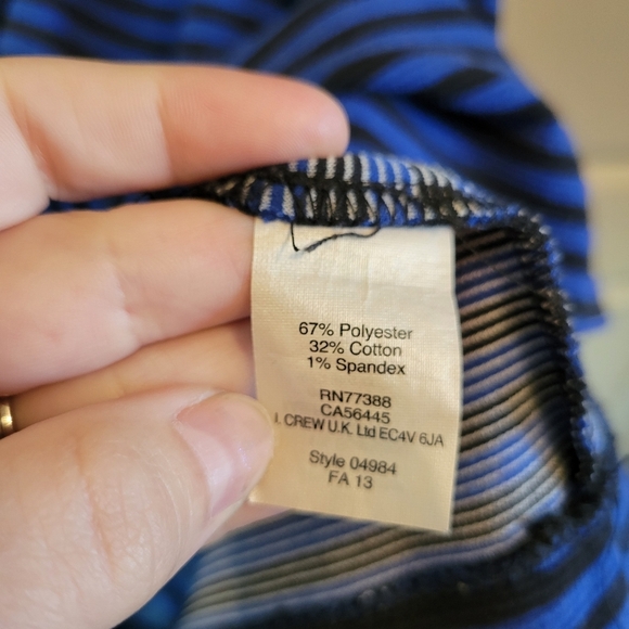 Madewell Blue Black Striped Textured Short Sleeve Dress - Picture 6 of 7